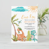 恐竜のレックス1歳の誕生日パーティーの招待状 招待状 (スタンド正面)