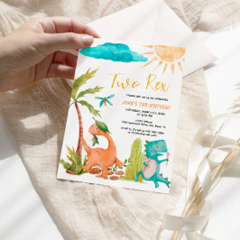 恐竜のレックス2歳の誕生日パーティーの招待状 招待状