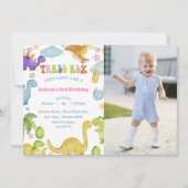恐竜のレックス 3歳の誕生日パーティー招待状 招待状 (正面)
