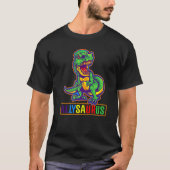 恐竜のレックスLGBTゲイプライド国旗Allysaurus Ally M Tシャツ (正面)