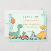 恐竜のレースカー2nd誕生日 サンキューカード (正面)