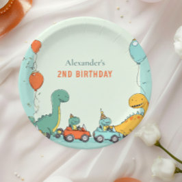 恐竜のレースカー2nd誕生日 ペーパープレート