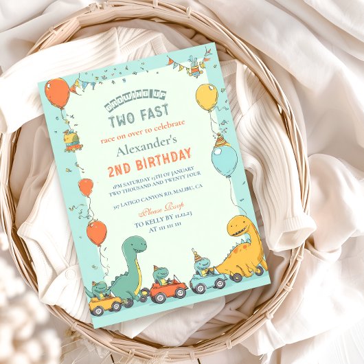 恐竜のレースカー2nd誕生日 招待状