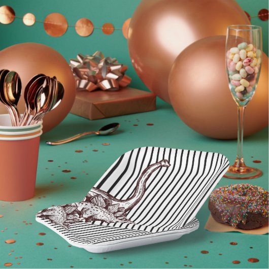 恐竜のロアーサムな誕生日パーティーのプレートデザイン ペーパープレート (複数)