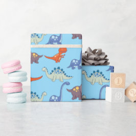 恐竜のロックオンブルーラッピング紙 ラッピングペーパー