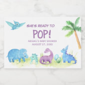 恐竜のワインラベルポップ・アートのに戻きらめくる準備ができた スパークリングワインラベル (シングルラベル)