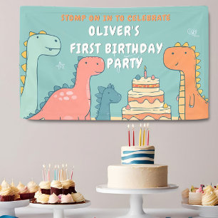 恐竜のワン・ア・サウルス・ボーイ 1歳の誕生日パーティー 横断幕