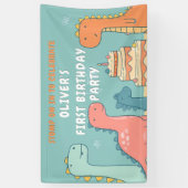 恐竜のワン・ア・サウルス・ボーイ 1歳の誕生日パーティー 横断幕 (縦)