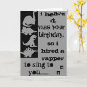 恐竜のヴェロキラプターの誕生日ラッパーカード カード (黄色い花)