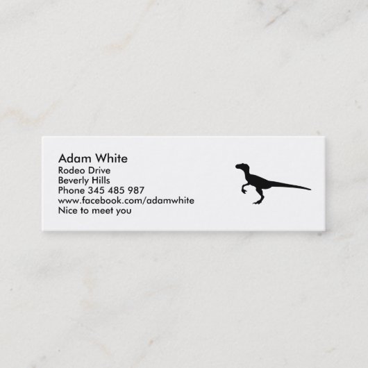 恐竜のヴェロキラプトル スキニー名刺 (正面)