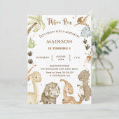 恐竜の三レックス 3歳の誕生日パーティー 招待状 (スタンド正面)