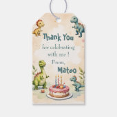 恐竜の三歳の誕生日ありがとうメッセージカード ギフトタグ (正面)