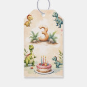 恐竜の三歳の誕生日ありがとうメッセージカード ギフトタグ (裏面)