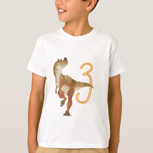 恐竜の三歳の誕生日 Tシャツ (正面)