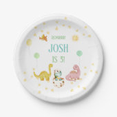 恐竜の三番目の誕生日の子供 ペーパープレート (正面)