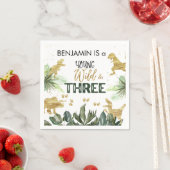 恐竜の三番目の誕生日の少年のパーティー スタンダードカクテルナプキン (インサイチュ)