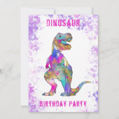 恐竜の三番目の誕生日パーティーピンク 招待状 (裏面)