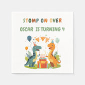 「恐竜の上を踏み越える誕生日 スタンダードカクテルナプキン (正面)