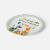 「恐竜の上を踏み越える誕生日 ペーパープレート (アングル)