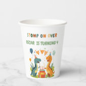 「恐竜の上を踏み越える誕生日 紙コップ (正面)