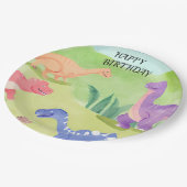 恐竜の世界のハッピーバースデー ペーパープレート (アングル)