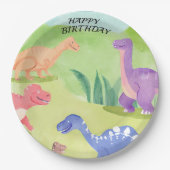 恐竜の世界のハッピーバースデー ペーパープレート (正面)