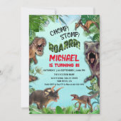 恐竜の世界子供の誕生日パーティー 招待状 (正面)