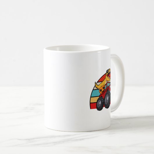 恐竜の乗馬モンスタートラック怠惰ハロウィンコスト コーヒーマグカップ (正面右)