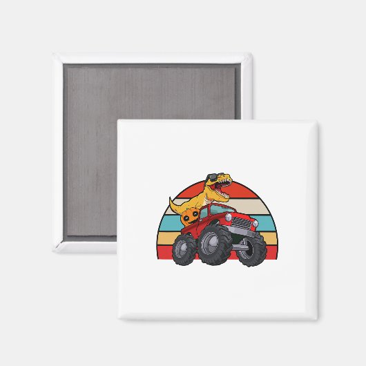 恐竜の乗馬モンスタートラック怠惰ハロウィンコスト マグネット (正面/裏面)