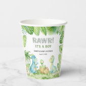 恐竜の乱闘それは男の子の赤ちゃんシャワーである 紙コップ (裏面)