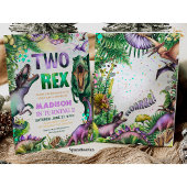 恐竜の二つのレックス招待状恐竜パーティーの誕生 招待状