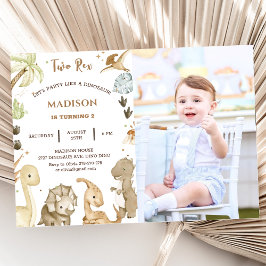 恐竜の二レックス 2歳の誕生日パーティー 招待状