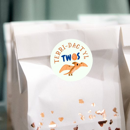 恐竜の二番目の誕生日の緑のおもしろいプテロダクティル ラウンドシール