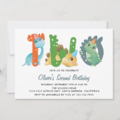 恐竜の二番目の誕生日パーティー 招待状 (正面)