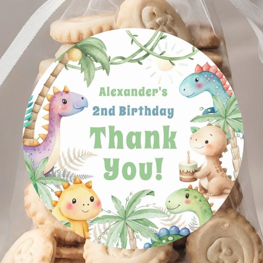恐竜の二番目の誕生日ボーイシットディノ ラウンドシール
