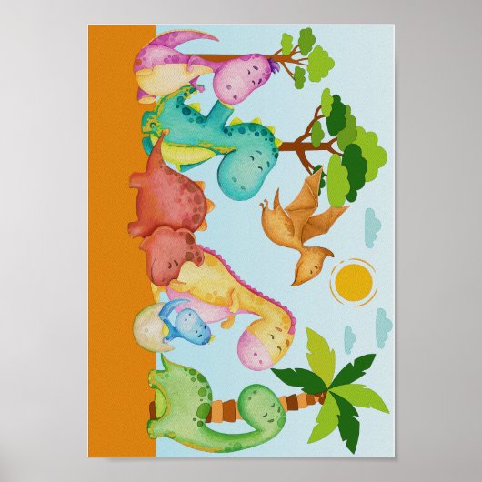 恐竜の保育園プリント 恐竜の子供部屋ポスター ポスター (正面)