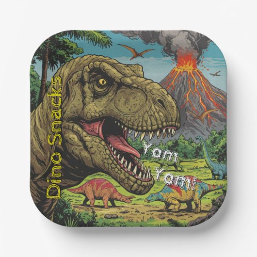 恐竜の先史時代のパーティー ペーパープレート (正面)
