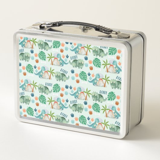 恐竜の先史時代の動物キッズスクール メタルランチボックス (裏面)
