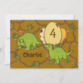 恐竜の先史時代の漫画の写真の誕生日パーティー 招待状 (裏面)