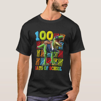 恐竜の先生の男子女子の100日目の登校 Tシャツ
