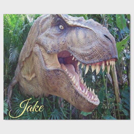 恐竜の光沢ラッピング紙 子供へ ラッピングペーパー (フラット)