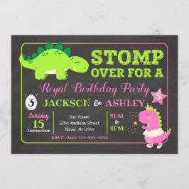 恐竜の共同誕生日の招待状/男の子及び女の子 招待状