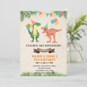 恐竜の共同誕生日カード招待状 招待状 (スタンド正面)
