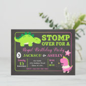 恐竜の共同誕生日招待状 / 男の子と女の子 招待状 (スタンド正面)