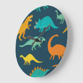 恐竜の冒険：子供の子供部屋壁紙 ラージ壁時計 (傾斜)