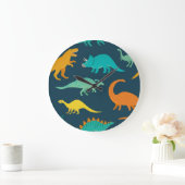 恐竜の冒険：子供の子供部屋壁紙 ラージ壁時計 (ホーム)