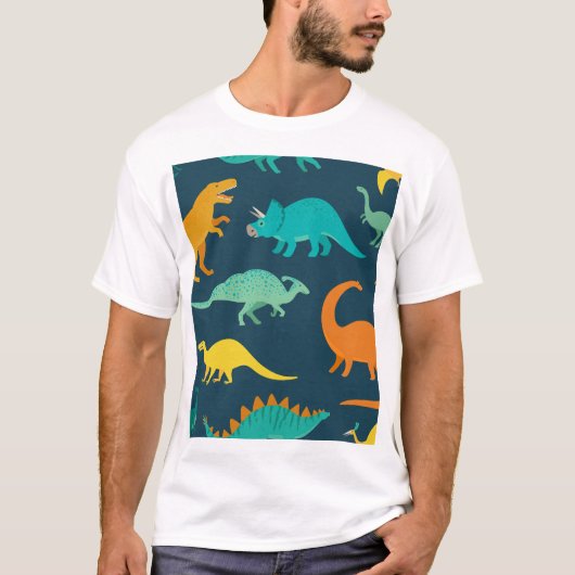 恐竜の冒険:子供の子供部屋壁紙 Tシャツ (正面)