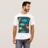 恐竜の冒険:子供の子供部屋壁紙 Tシャツ (正面フル)
