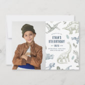 恐竜の写真の誕生日パーティー 招待状 (正面)