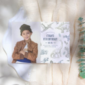 恐竜の写真の誕生日パーティー 招待状